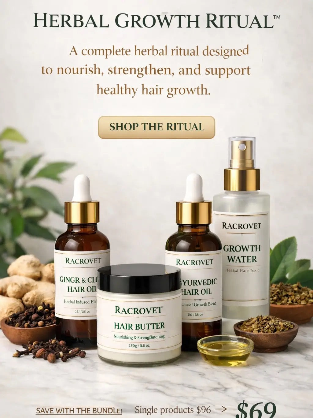 Racrovet Herbal Hair Care Ritual Kit